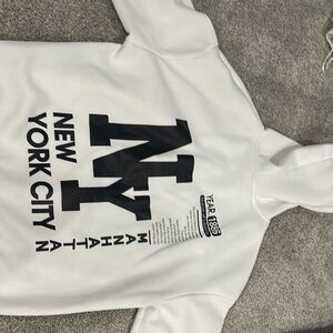 White Hoodie with Black New York City Print